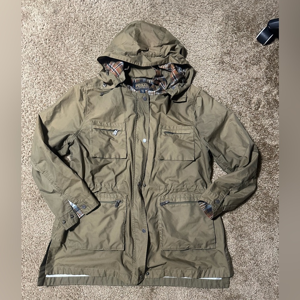 VINTAGE Pendleton Olive Jacket with Plaid Accents